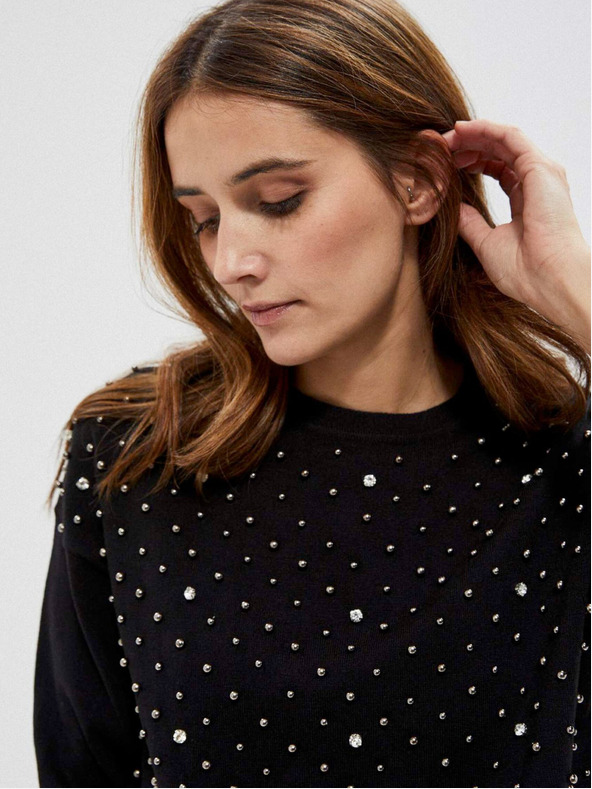 Moodo Crni ženski džemper s Moodo perlicama