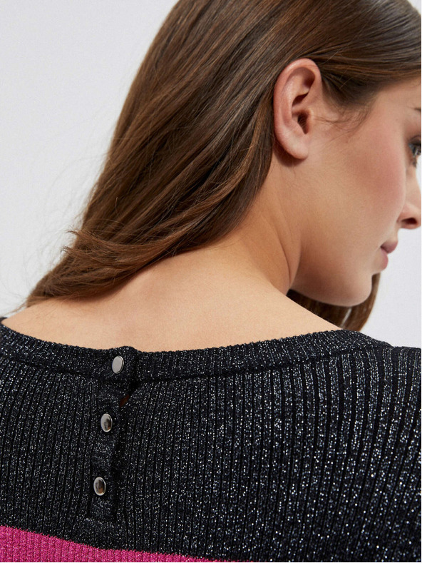 Moodo Crni ženski džemper s metalik crnim koncem Moodo