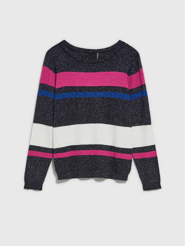 Moodo Crni ženski džemper s metalik crnim koncem Moodo