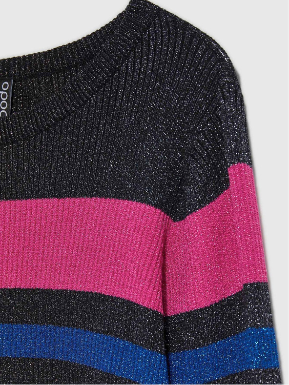 Moodo Crni ženski džemper s metalik crnim koncem Moodo