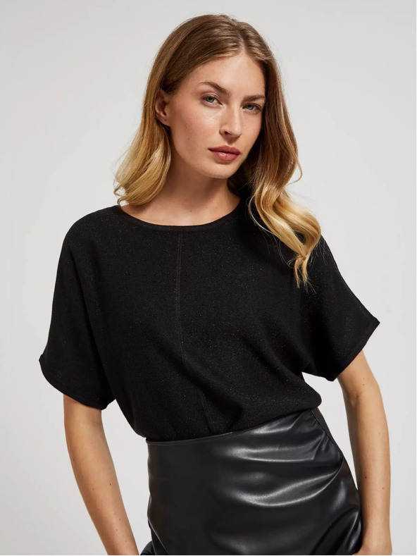 Moodo Crni oversize džemper s kratkim rukavima marke Moodo