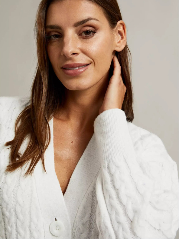 Moodo Bijeli kratki kardigan s Moodo gumbima