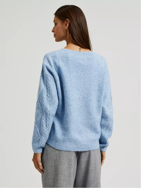 Moodo Moodo plavi džemper s V izrezom