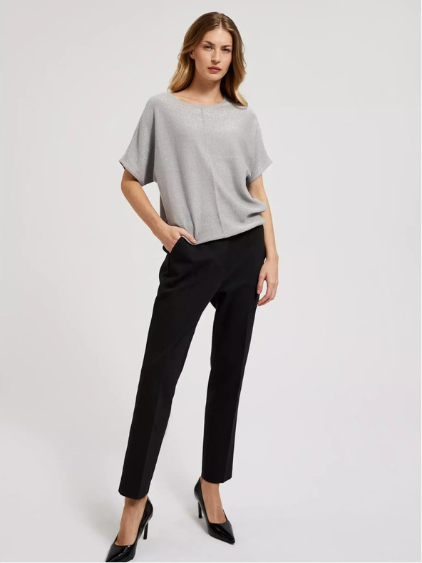 Moodo Moodo sivi oversize džemper s kratkim rukavima