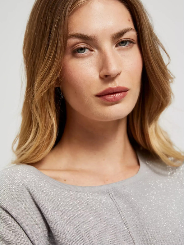 Moodo Moodo sivi oversize džemper s kratkim rukavima