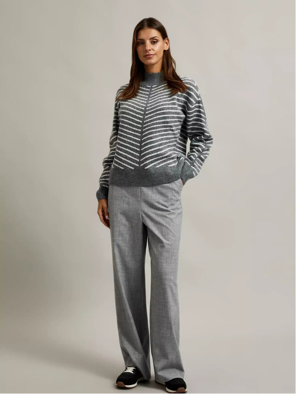 Moodo Moodo sivi džemper s dolčevitom na pruge