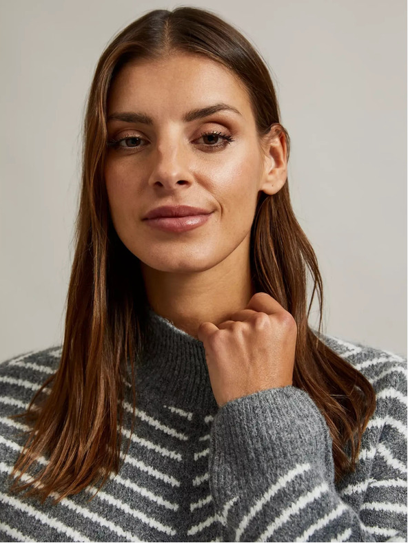 Moodo Moodo sivi džemper s dolčevitom na pruge