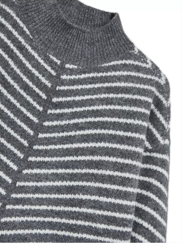 Moodo Moodo sivi džemper s dolčevitom na pruge