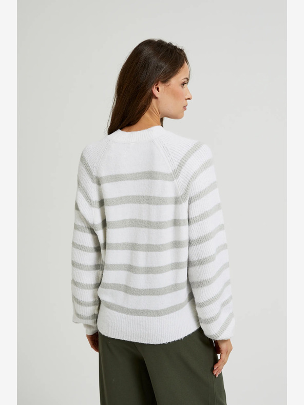 Moodo Moodo sivi bijeli džemper na pruge