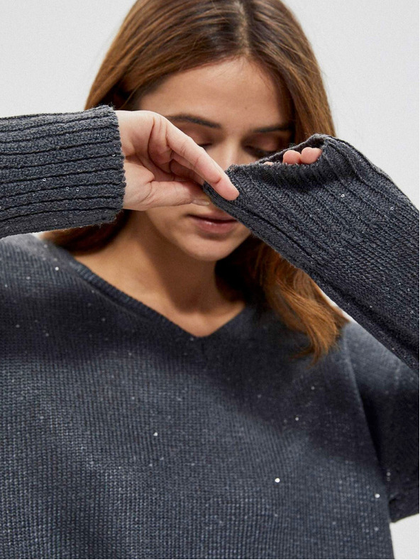 Moodo Moodo sivi ženski svjetlucavi džemper