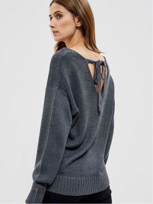 Moodo Moodo sivi ženski svjetlucavi džemper