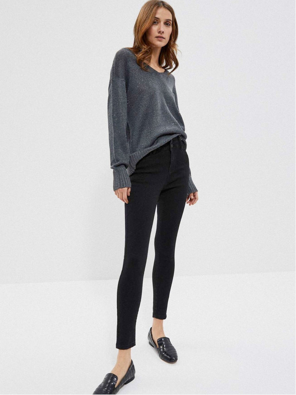 Moodo Moodo sivi ženski svjetlucavi džemper