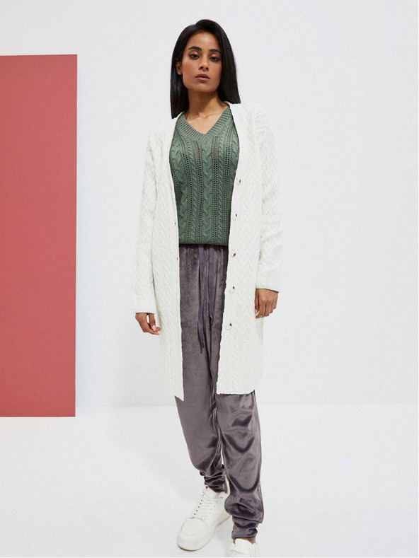 Moodo Bijeli ženski dugi kardigan Moodo