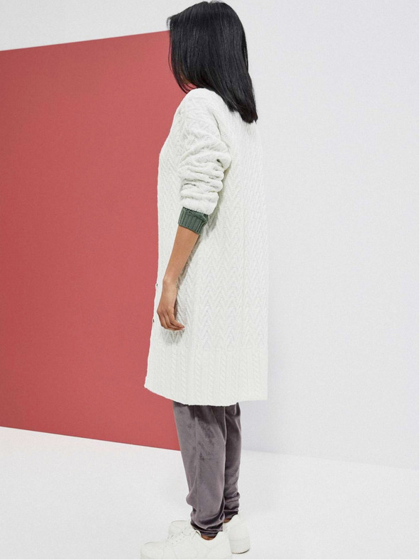 Moodo Bijeli ženski dugi kardigan Moodo