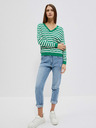 Moodo Moodo ženski džemper na bijele i zelene pruge