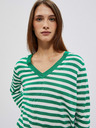 Moodo Moodo ženski džemper na bijele i zelene pruge