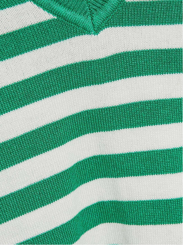 Moodo Moodo ženski džemper na bijele i zelene pruge