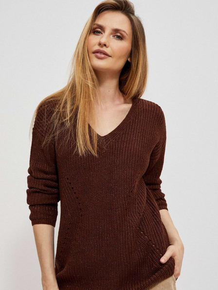 Moodo Moodo ženski smeđi sjajni džemper