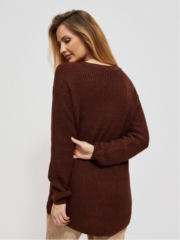 Moodo Moodo ženski smeđi sjajni džemper