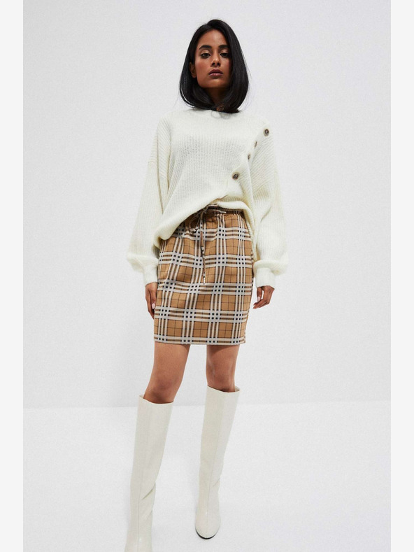 Moodo Moodo smeđa ženska suknja na kockice