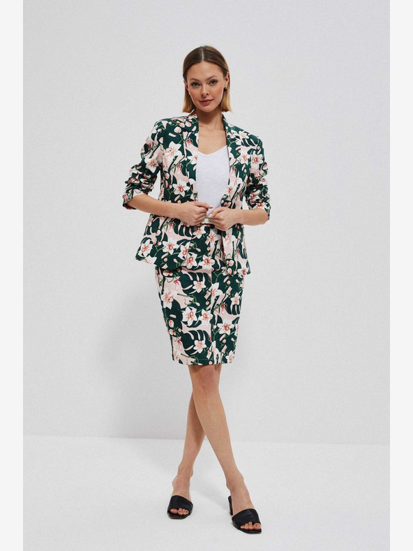 Moodo Bež-zelena ženska cvjetna suknja s remenom Moodo