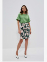 Moodo Bež-zelena ženska cvjetna suknja s remenom Moodo