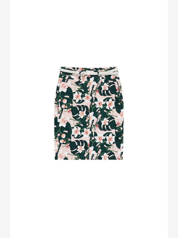 Moodo Bež-zelena ženska cvjetna suknja s remenom Moodo