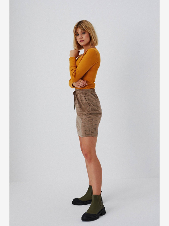 Moodo Moodo smeđa ženska suknja na kockice