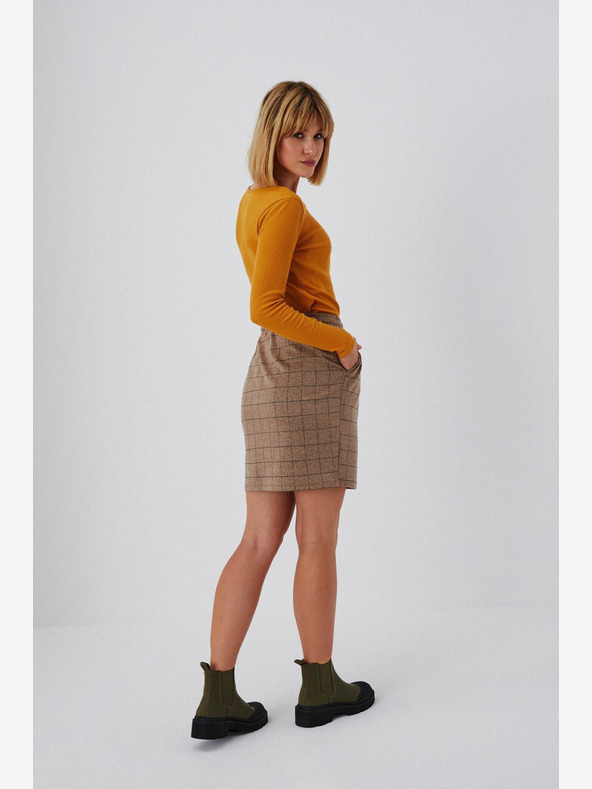 Moodo Moodo smeđa ženska suknja na kockice