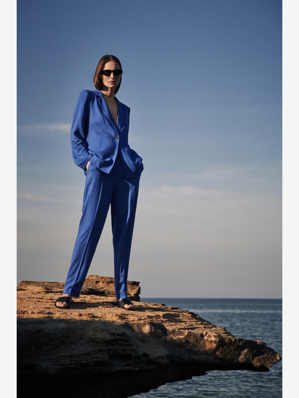 Moodo Plava lanena jakna s 3/4 rukavima Moodo