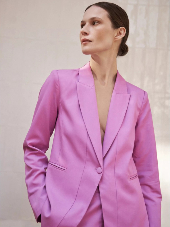 Moodo Moodo ružičasta jednoredna jakna dugih rukava