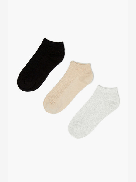 Moodo Set od tri para ženskih Moodo čarapa u crnoj, ružičastoj i sivoj boji