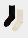 Moodo Set od dva para ženskih Moodo crnih i bež čarapa