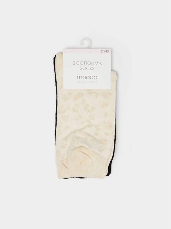 Moodo Set od dva para ženskih Moodo crnih i bež čarapa