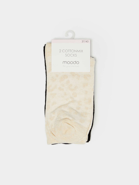 Moodo Set od dva para ženskih Moodo crnih i bež čarapa