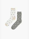 Moodo Set od dva para ženskih Moodo bijelih i sivih čarapa