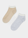 Moodo Set od dva para ženskih Moodo čarapa u sivoj i bež boji