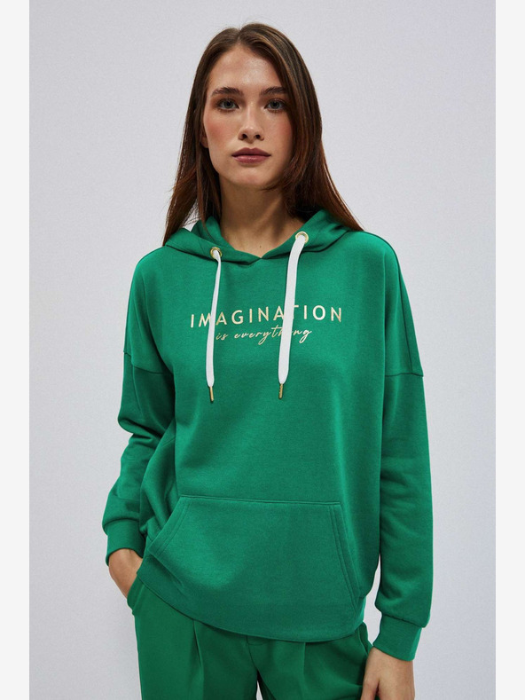 Moodo Moodo zelena ženska majica s kapuljačom