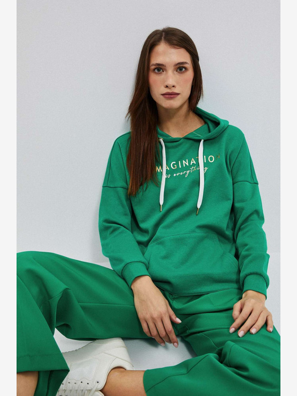 Moodo Moodo zelena ženska majica s kapuljačom