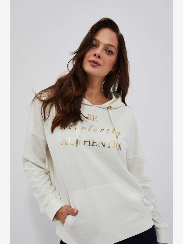 Moodo Moodo krem ​​ženska majica s kapuljačom