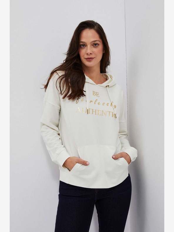 Moodo Moodo krem ​​ženska majica s kapuljačom