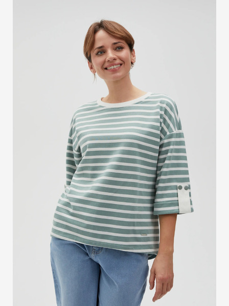 Moodo Moodo bijelo-zelena ženska majica na pruge