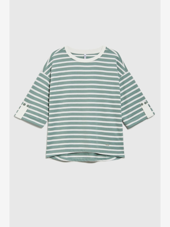 Moodo Moodo bijelo-zelena ženska majica na pruge