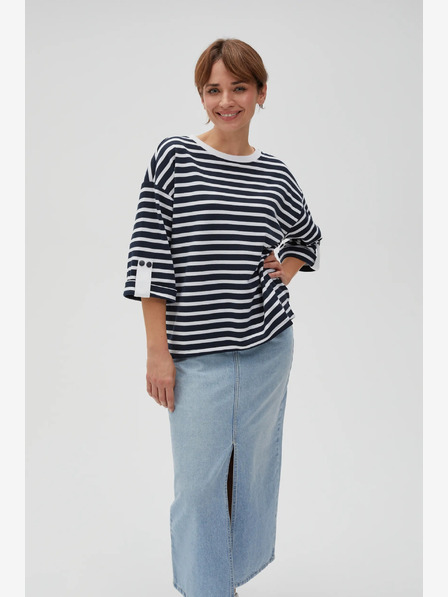 Moodo Moodo bijelo-plava ženska majica na pruge