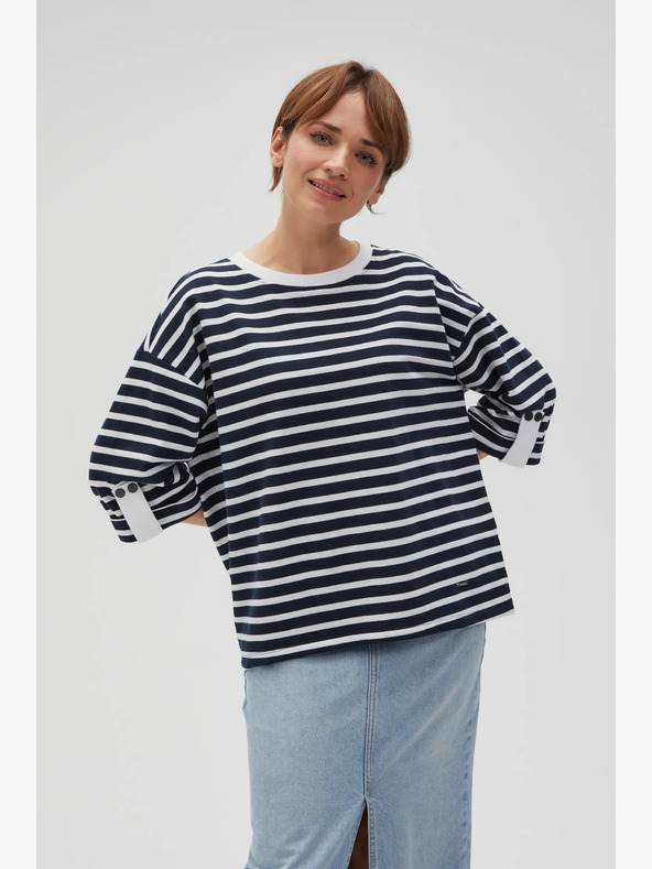 Moodo Moodo bijelo-plava ženska majica na pruge