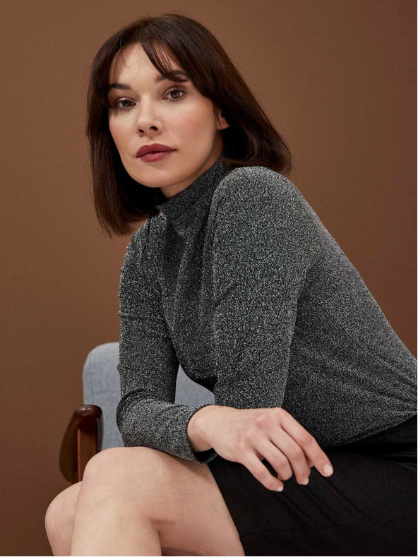 Moodo Crna ženska bluza s Moodo metalik koncem