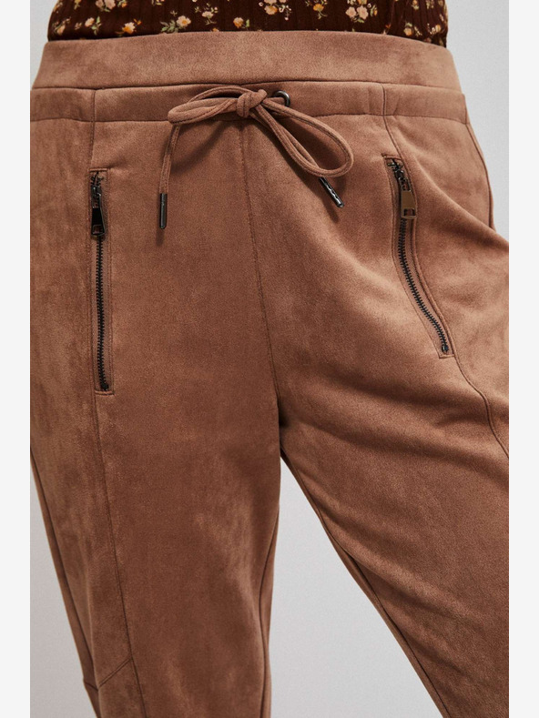 Moodo Smeđe ženske trenirke od Moodo brušene kože