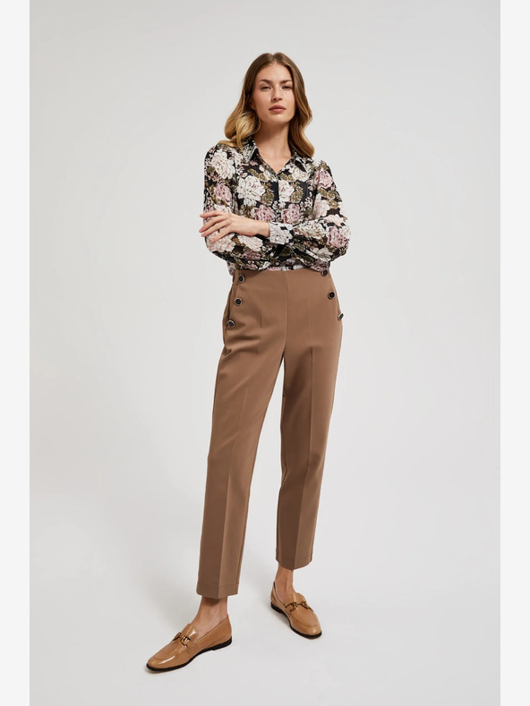 Moodo Smeđe ženske hlače Moodo