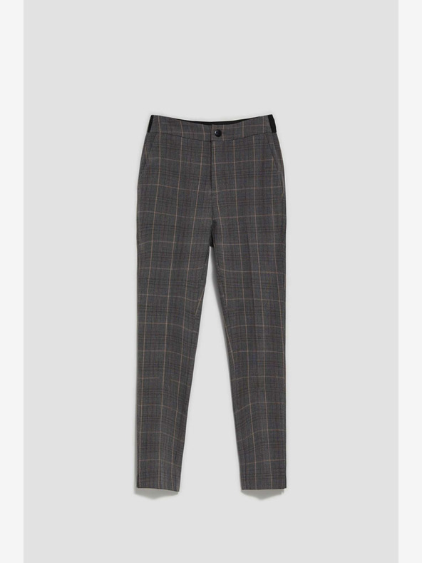 Moodo Moodo sive ženske hlače na kockice