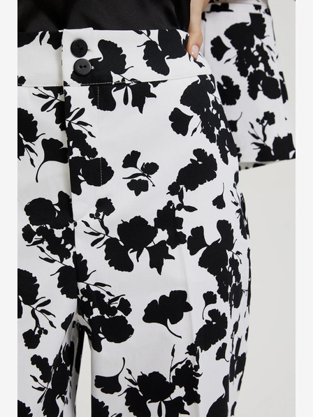 Moodo Crno-bijele ženske Moodo cvjetne hlače